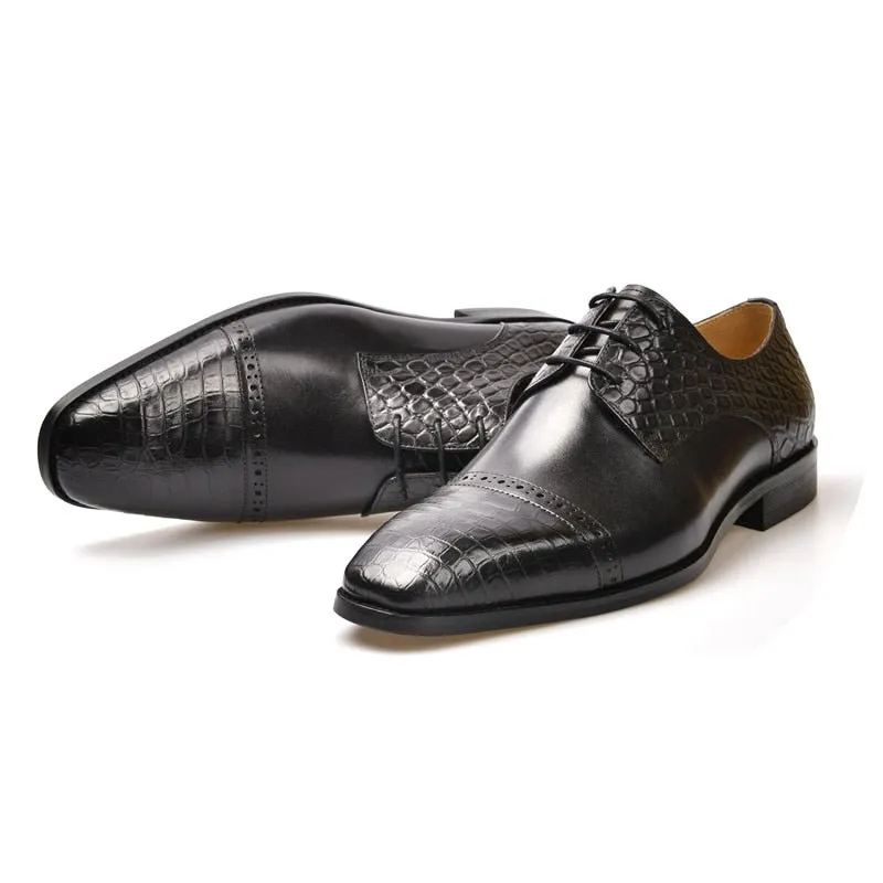 LuxeCroco Exotic Lace-Up Brogue Shoes