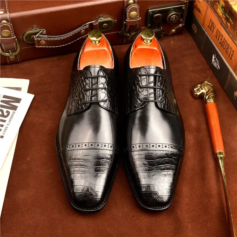 LuxeCroco Exotic Lace-Up Brogue Shoes