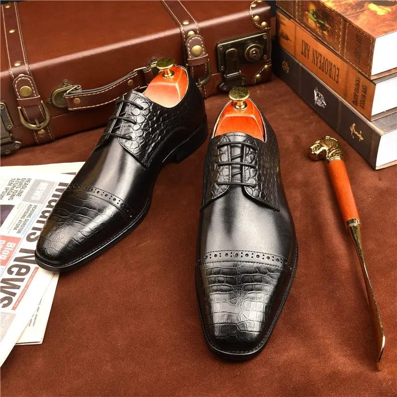 LuxeCroco Exotic Lace-Up Brogue Shoes