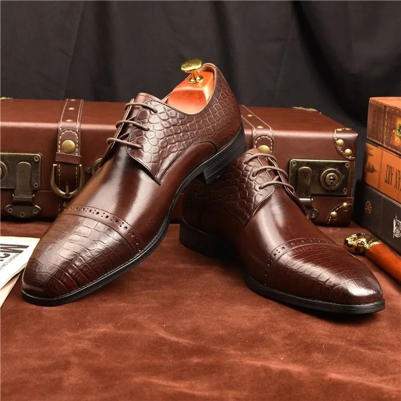 LuxeCroco Exotic Lace-Up Brogue Shoes