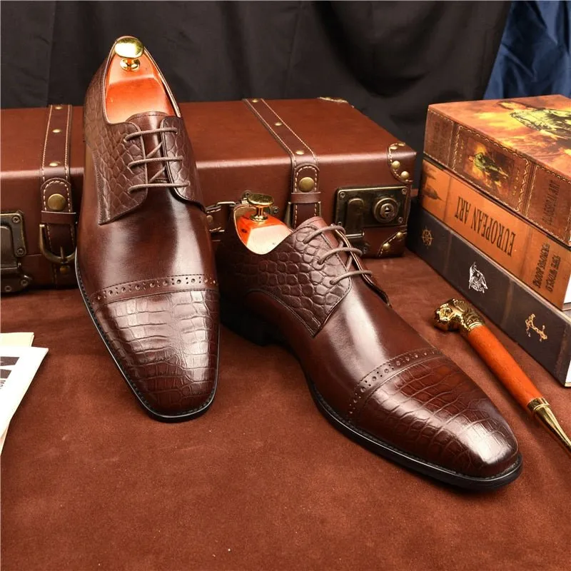 LuxeCroco Exotic Lace-Up Brogue Shoes