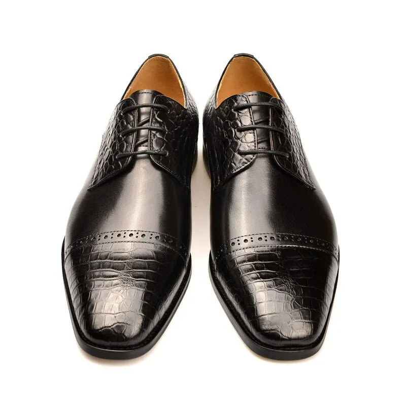 LuxeCroco Exotic Lace-Up Brogue Shoes