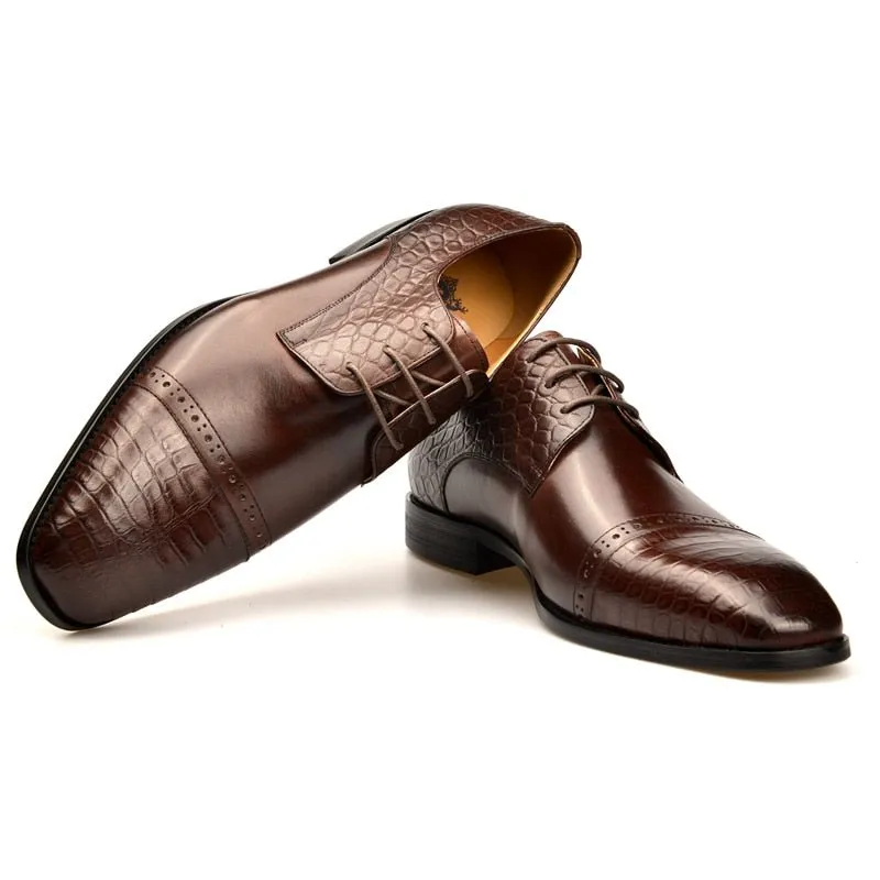 LuxeCroco Exotic Lace-Up Brogue Shoes