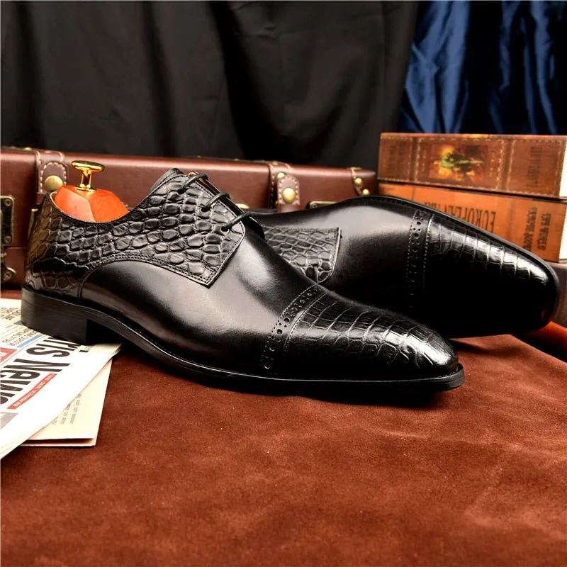 LuxeCroco Exotic Lace-Up Brogue Shoes