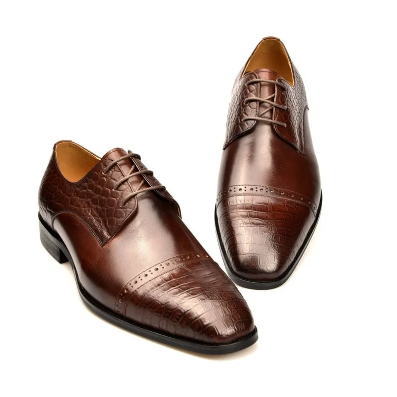 LuxeCroco Exotic Lace-Up Brogue Shoes