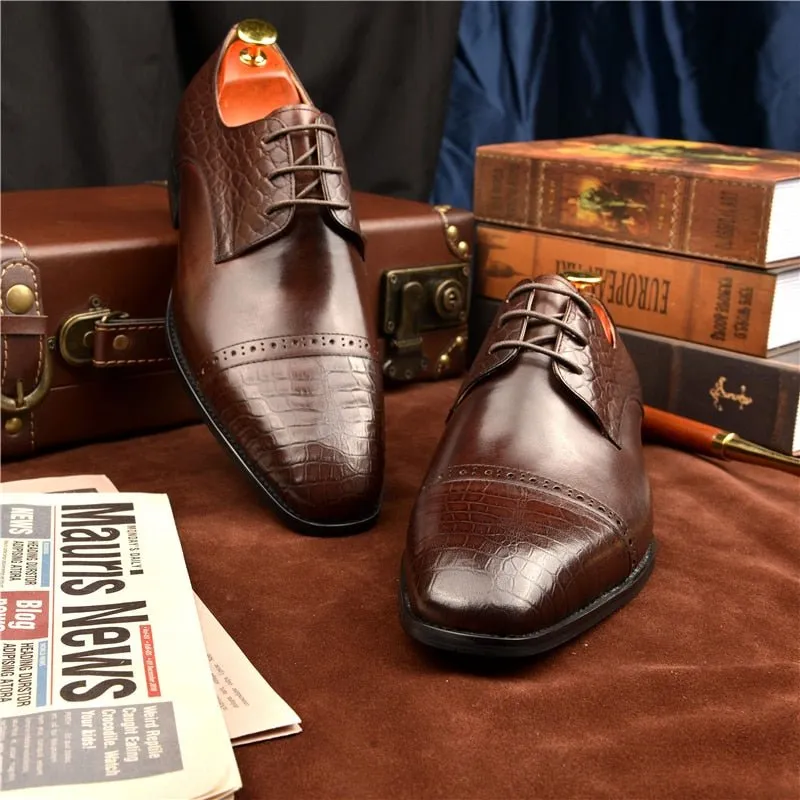 LuxeCroco Exotic Lace-Up Brogue Shoes