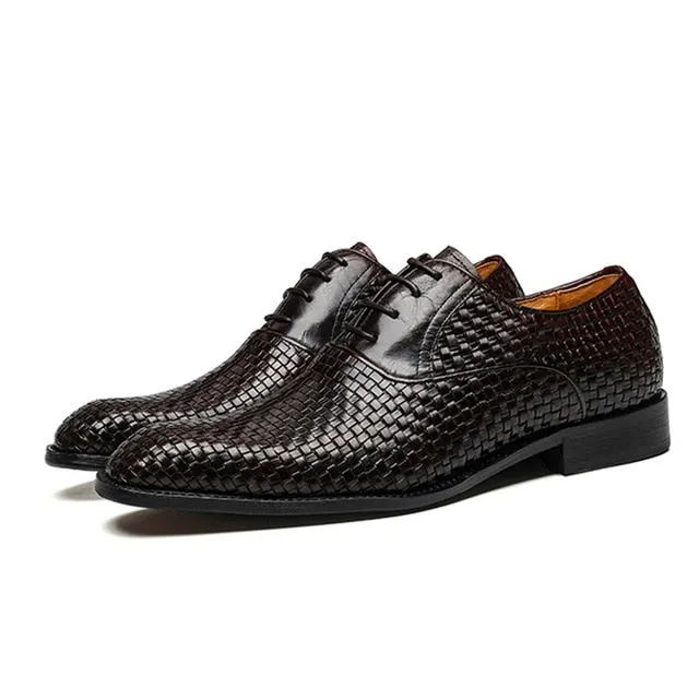 LuxeLeather Exotic Lace Business Dress Shoes