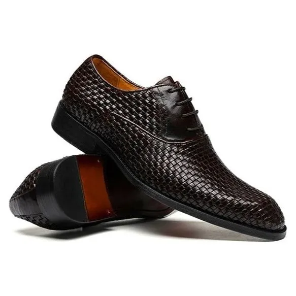 LuxeLeather Exotic Lace Business Dress Shoes