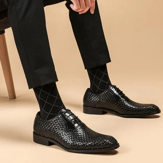 LuxeLeather Exotic Lace Business Dress Shoes