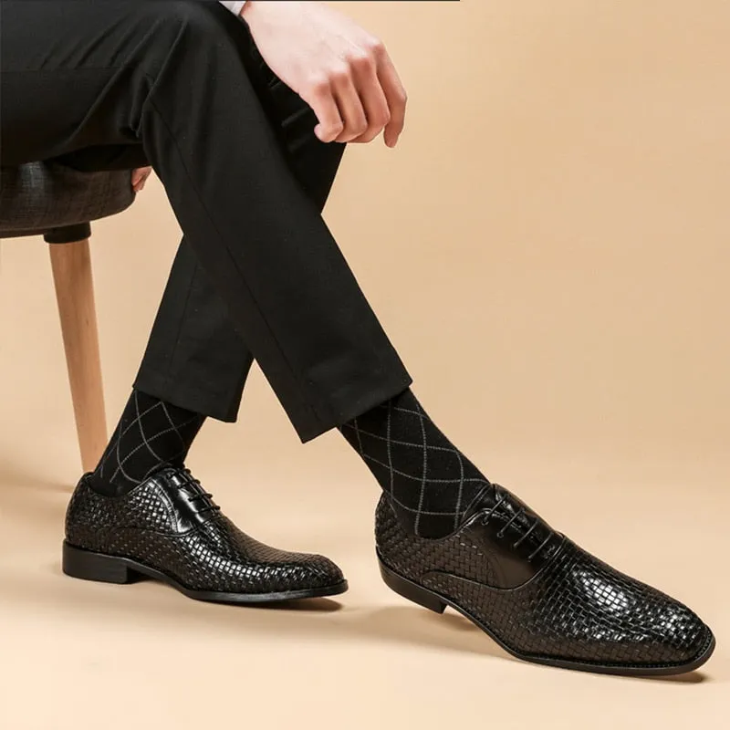 LuxeLeather Exotic Lace Business Dress Shoes