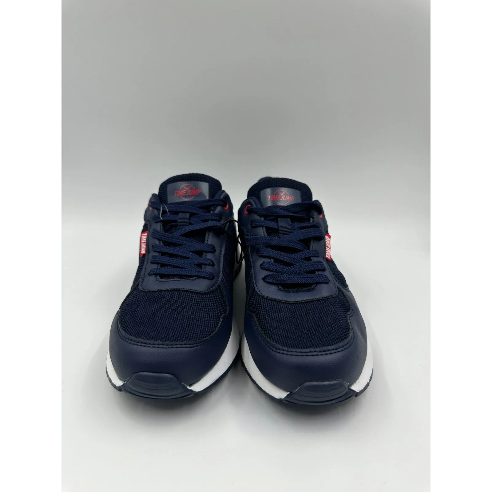 Men's Size 8.5, Navy Sneakers with White and Red Accents, in a 70s Retro Style