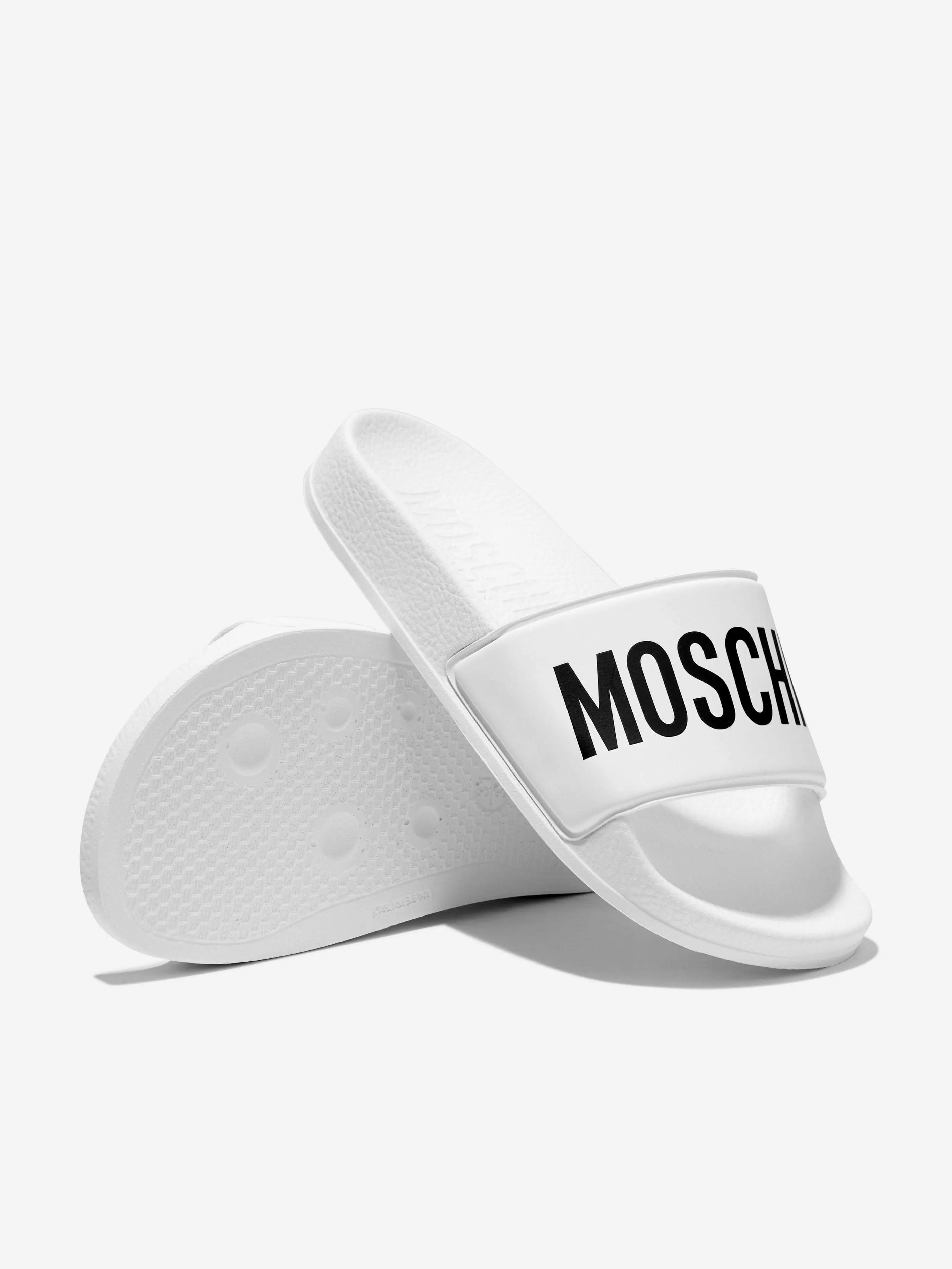 Moschino Kids Maxi Logo Sliders in White