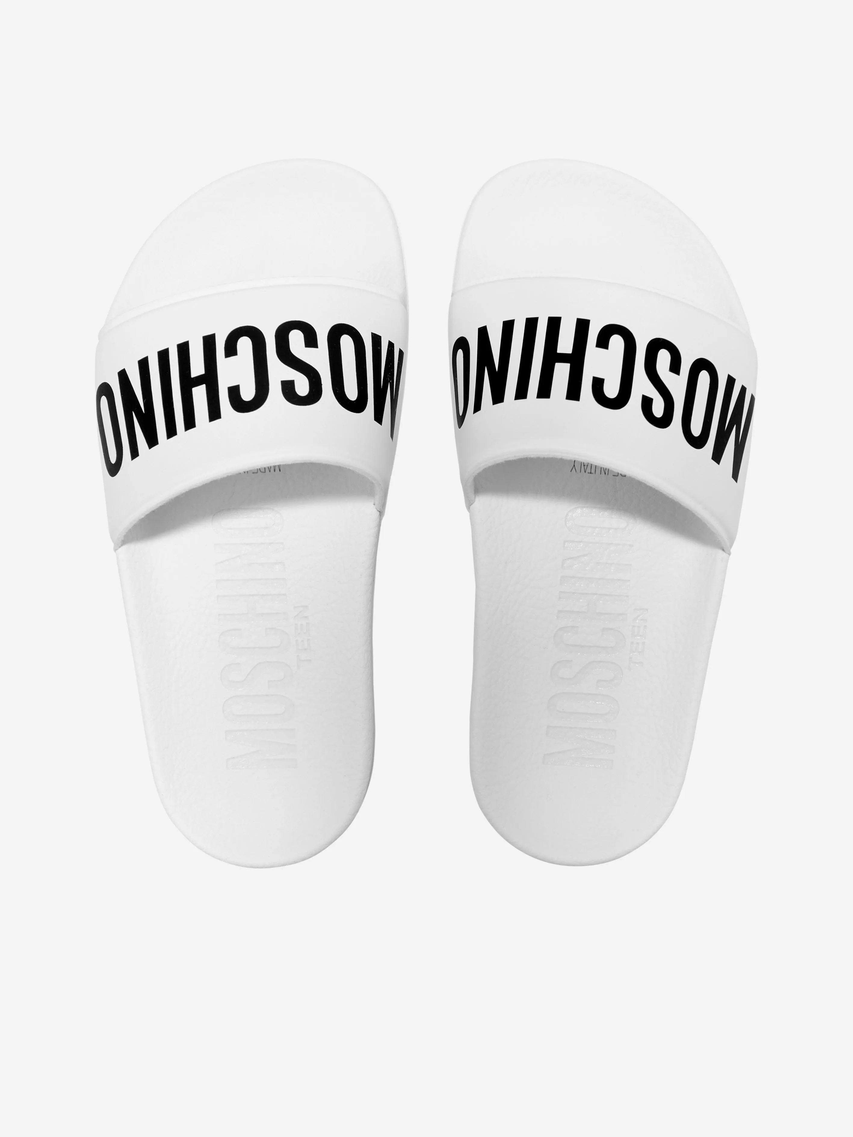 Moschino Kids Maxi Logo Sliders in White