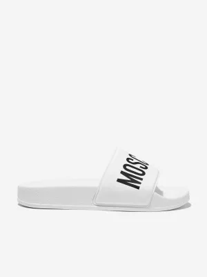 Moschino Kids Maxi Logo Sliders in White