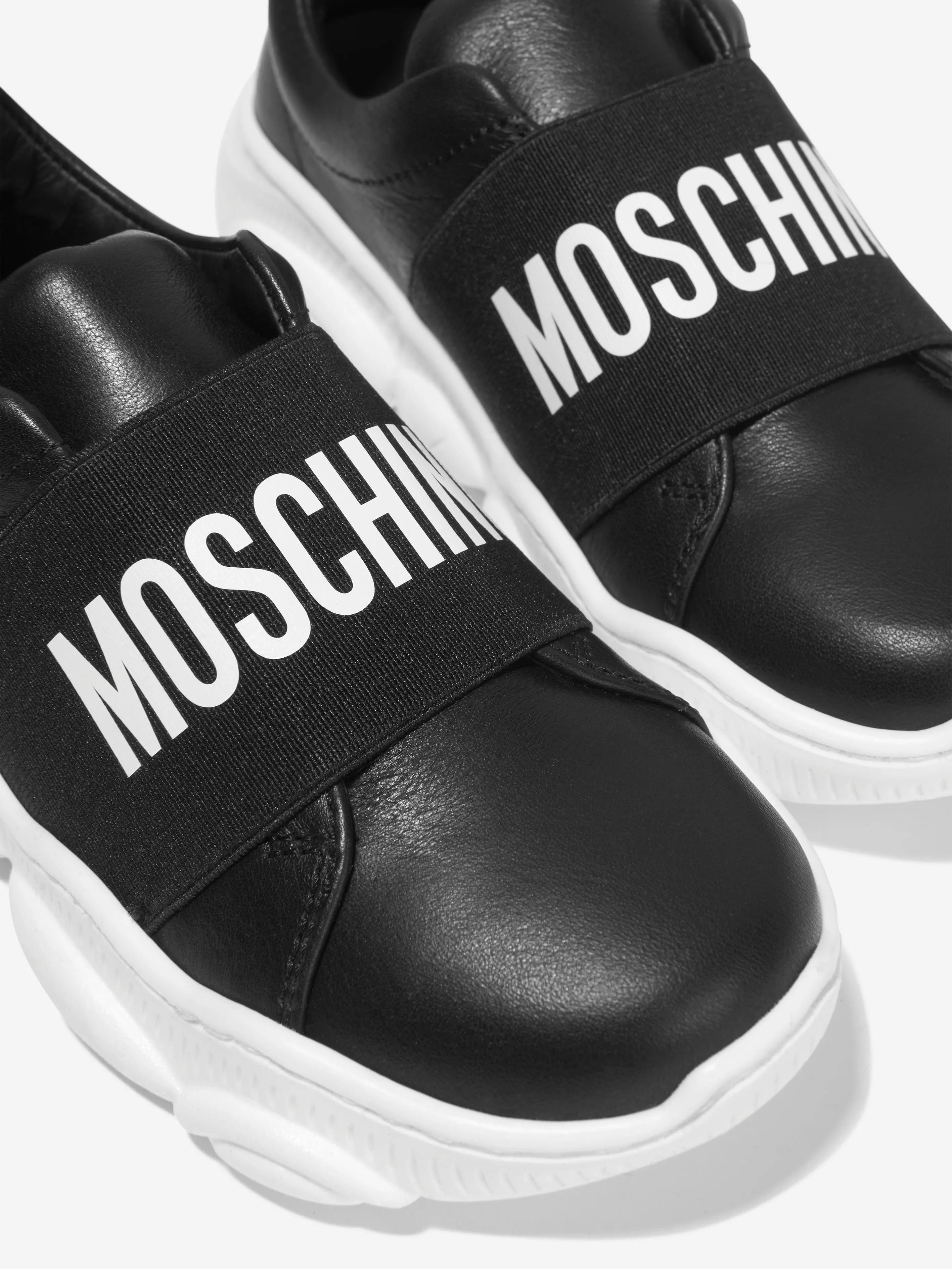 Moschino Unisex Leather Logo Band Slip On Trainers