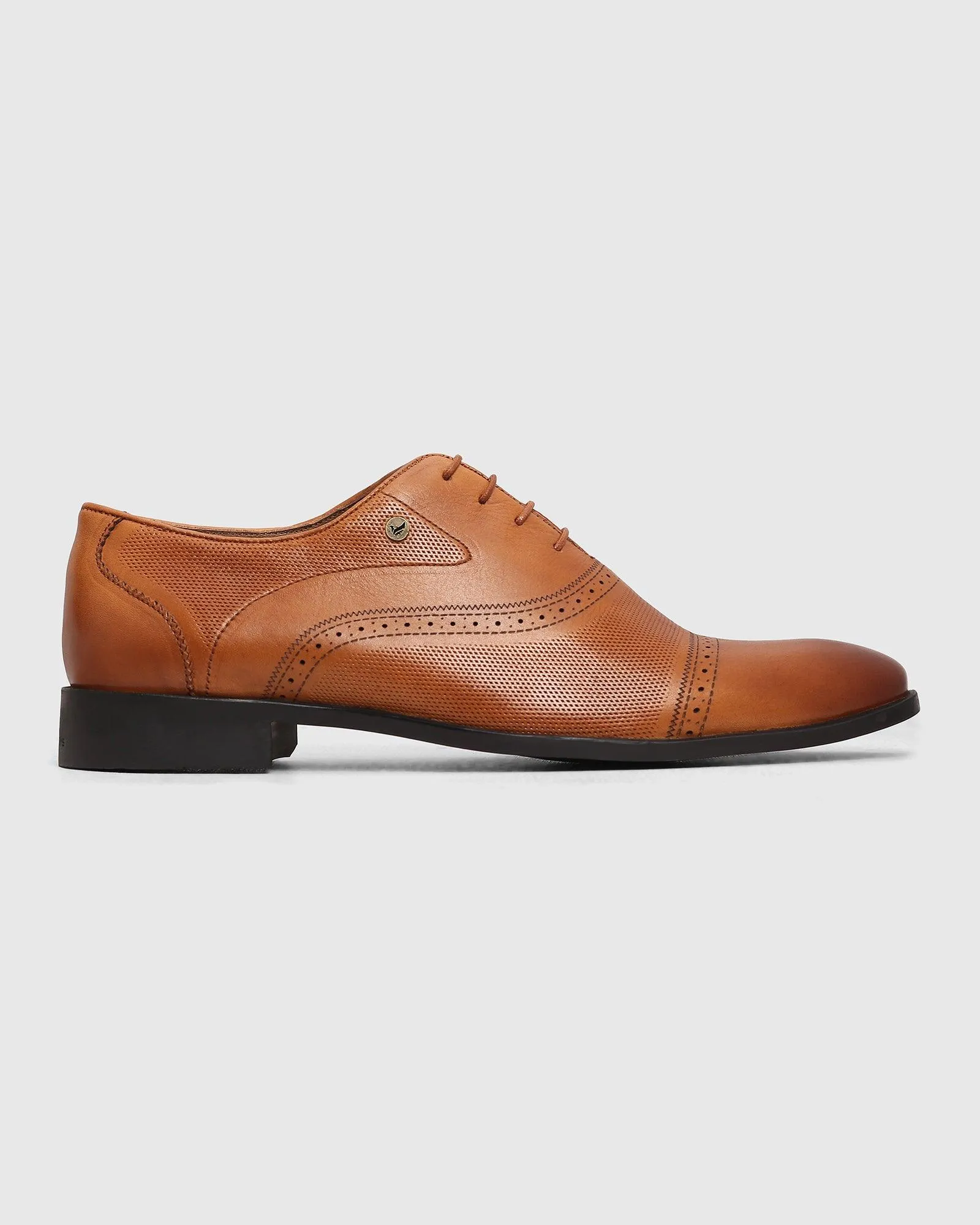 Must Haves Leather Tan Textured Oxford Shoes - Lewis