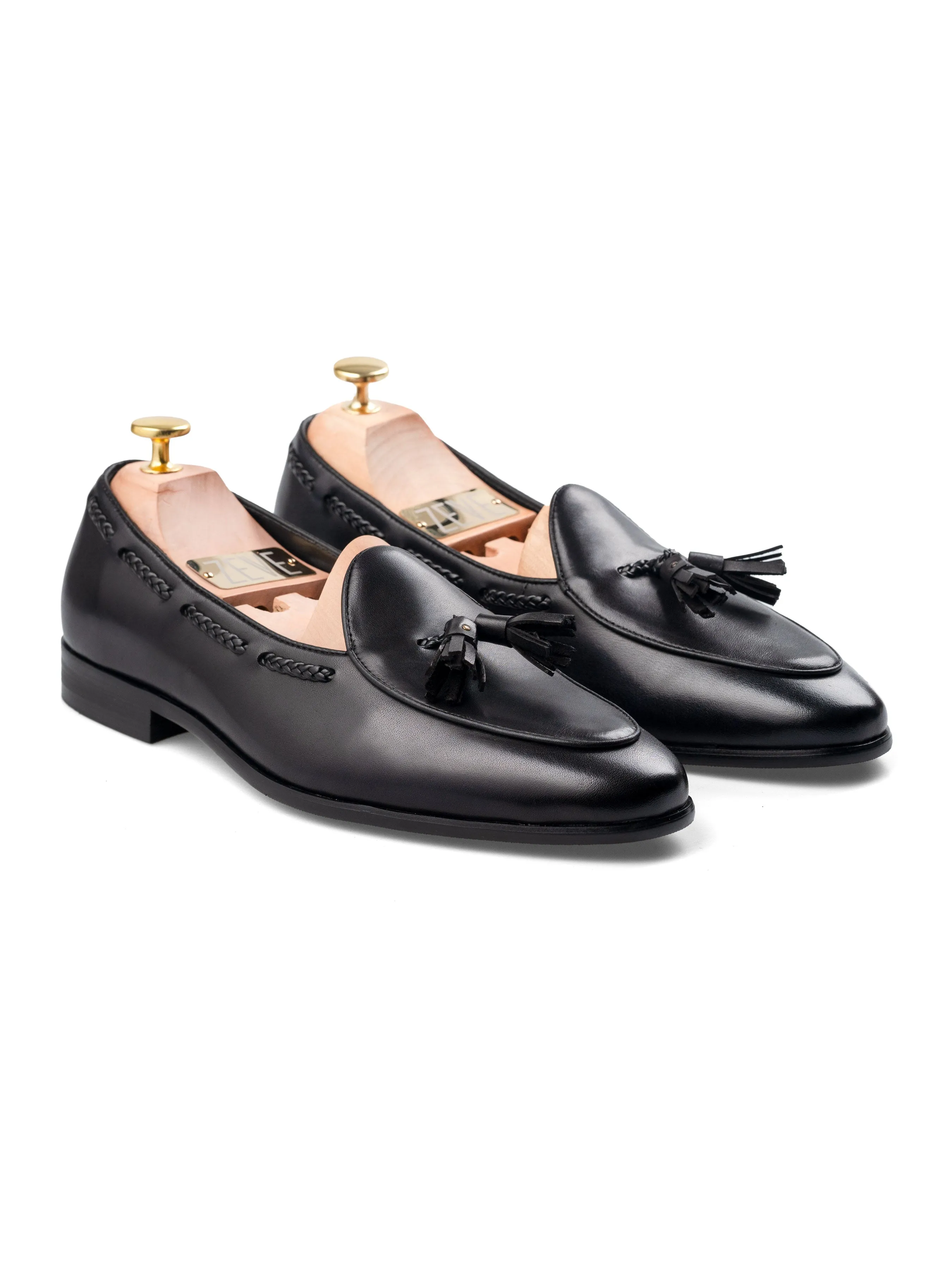 Noel Belgian Loafer Tassel - Solid Black