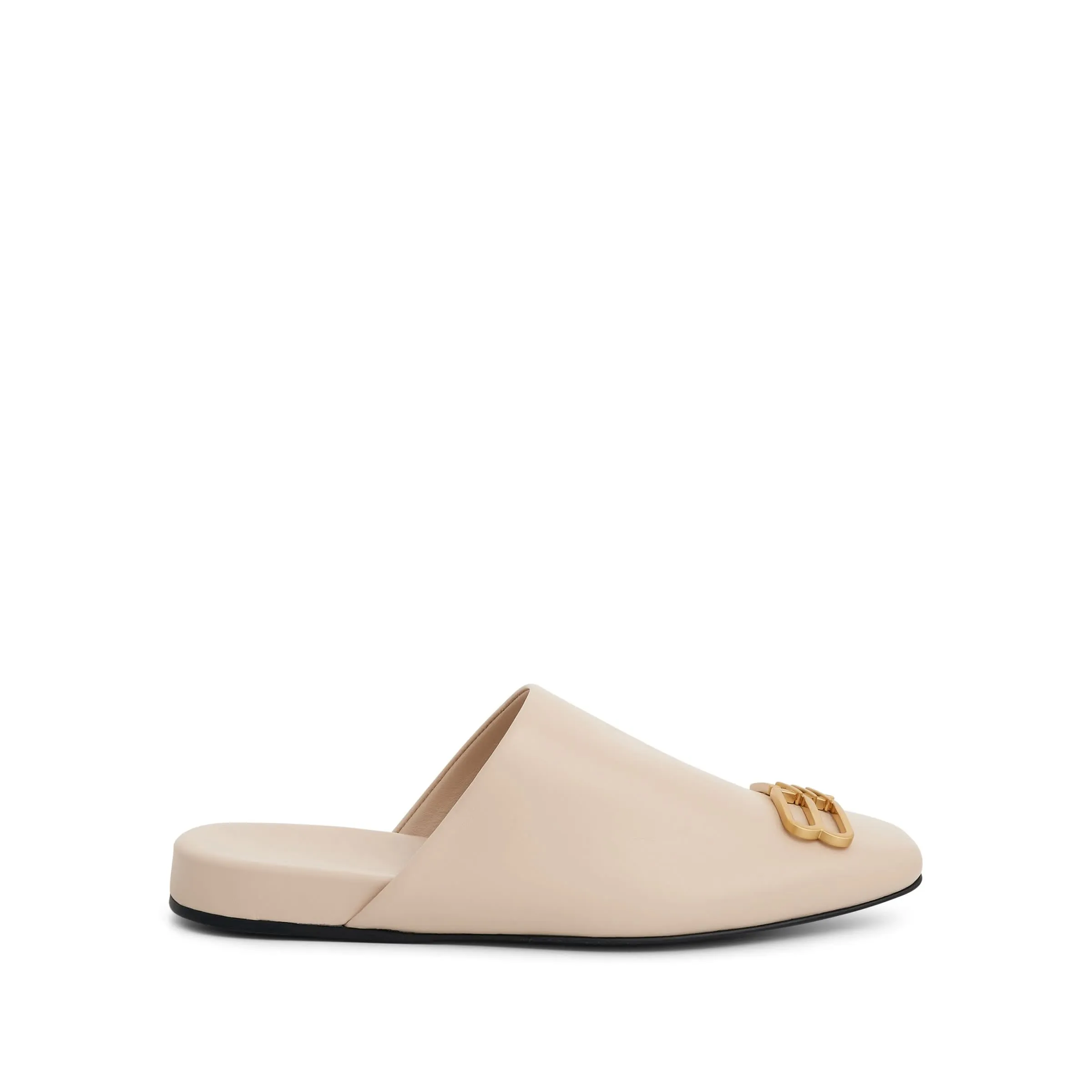 Plaque Slip on Flats in Sand Beige/Gold