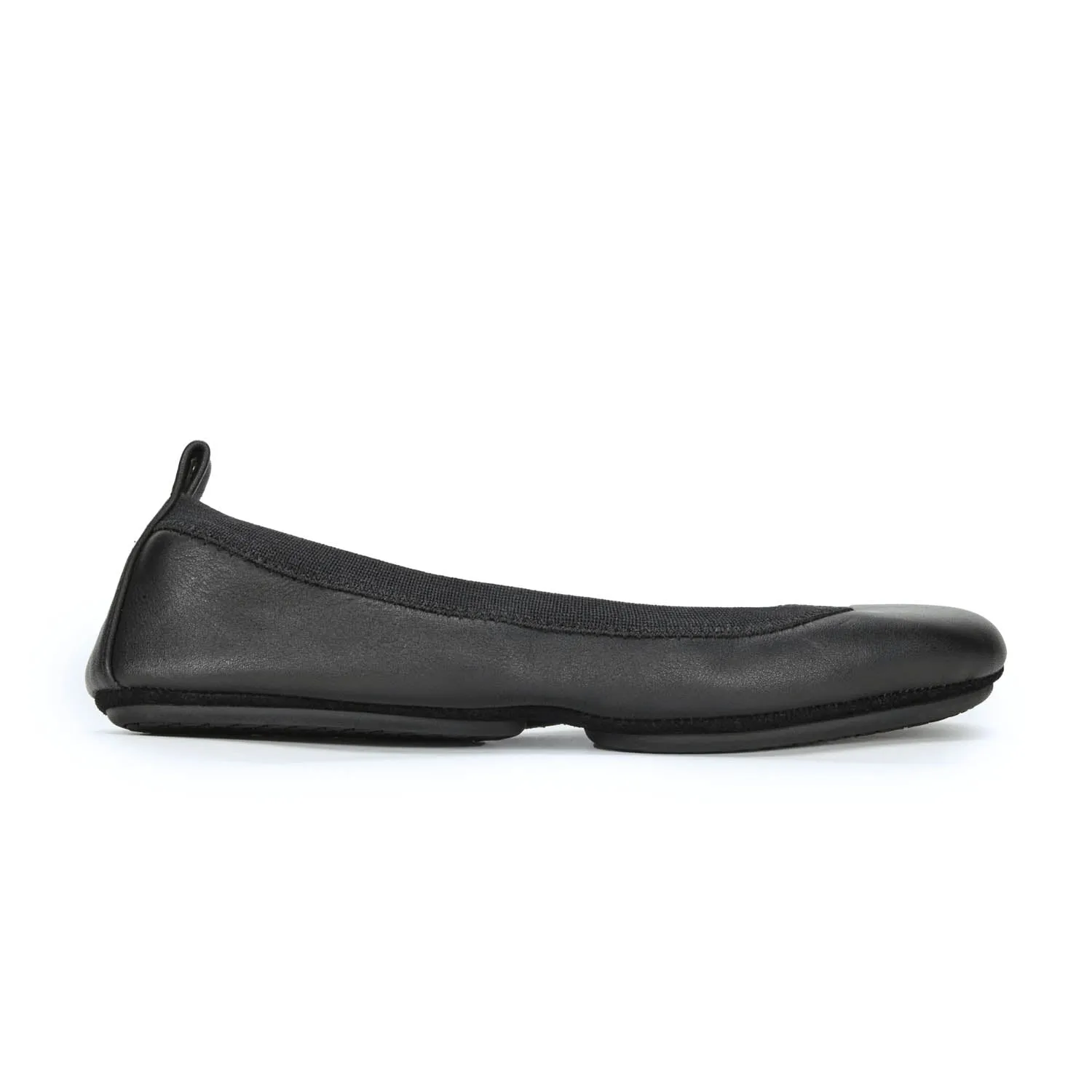 Samara Foldable Ballet Flat in Black Leather