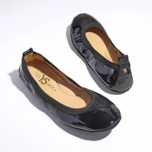 Samara Foldable Ballet Flat in Black Patent