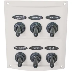 Splashproof White 6 Switch Panel