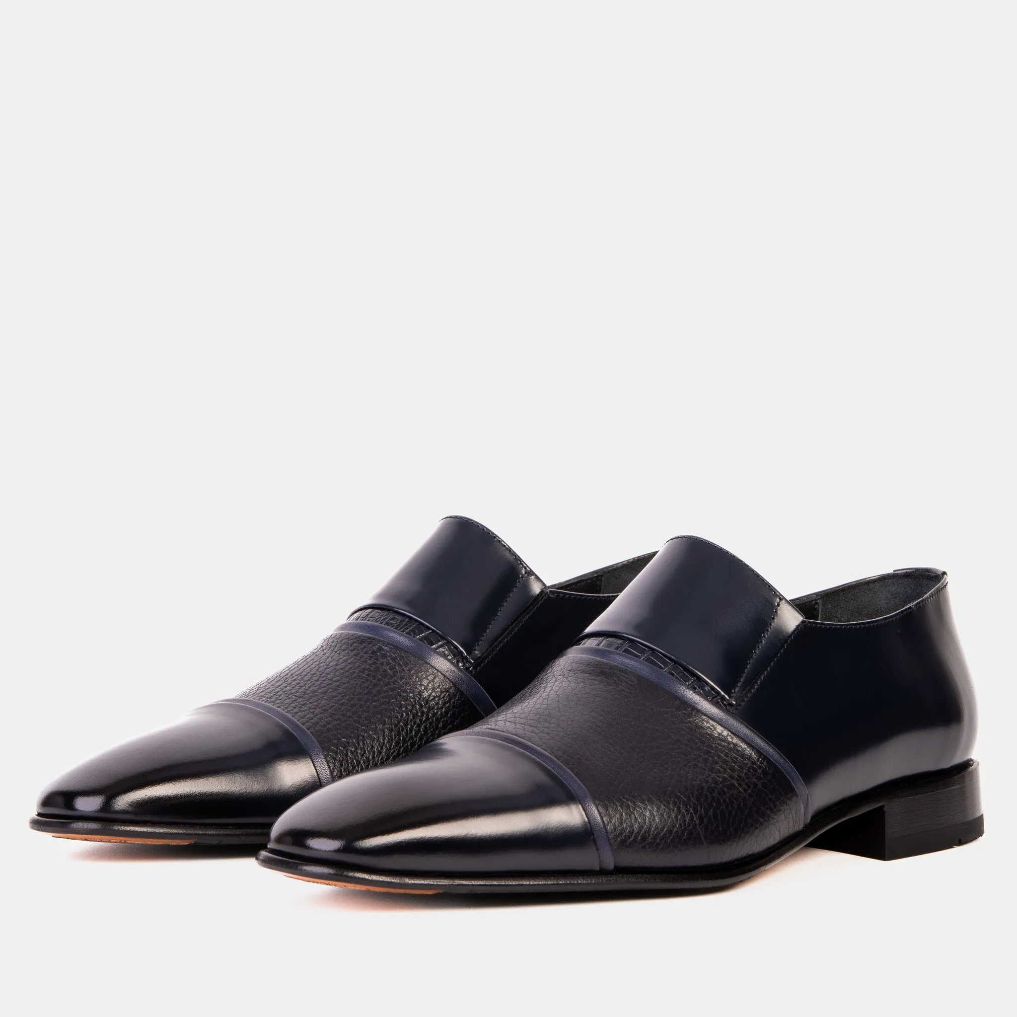 The Everest Navy Leather Cap Toe Dress Loafer Men Shoe