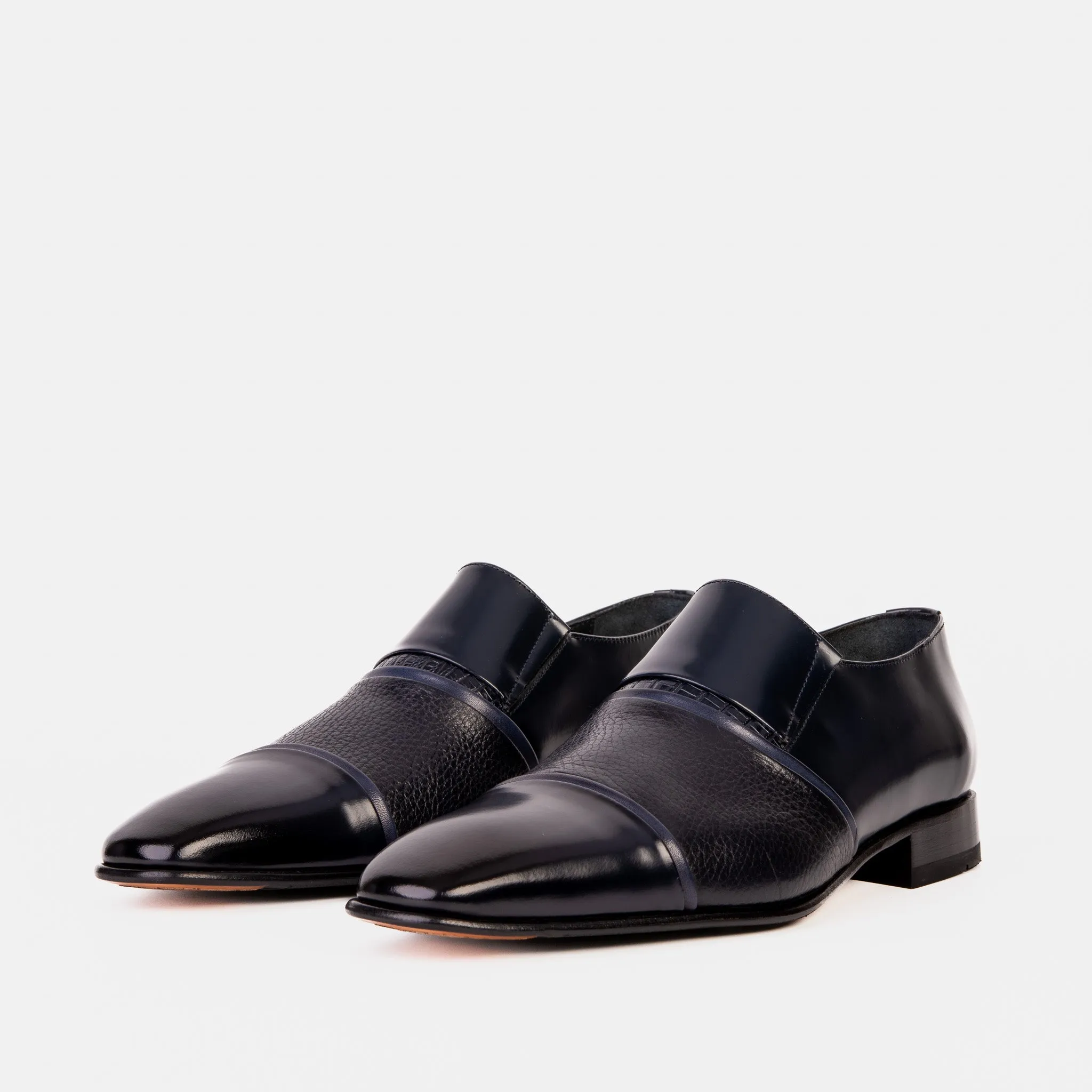 The Everest Navy Leather Cap Toe Dress Loafer Men Shoe