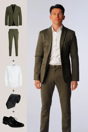 The Original Performance Suit (Dark Green)   Shirt, Tie & Derby Shoes - Package Deal