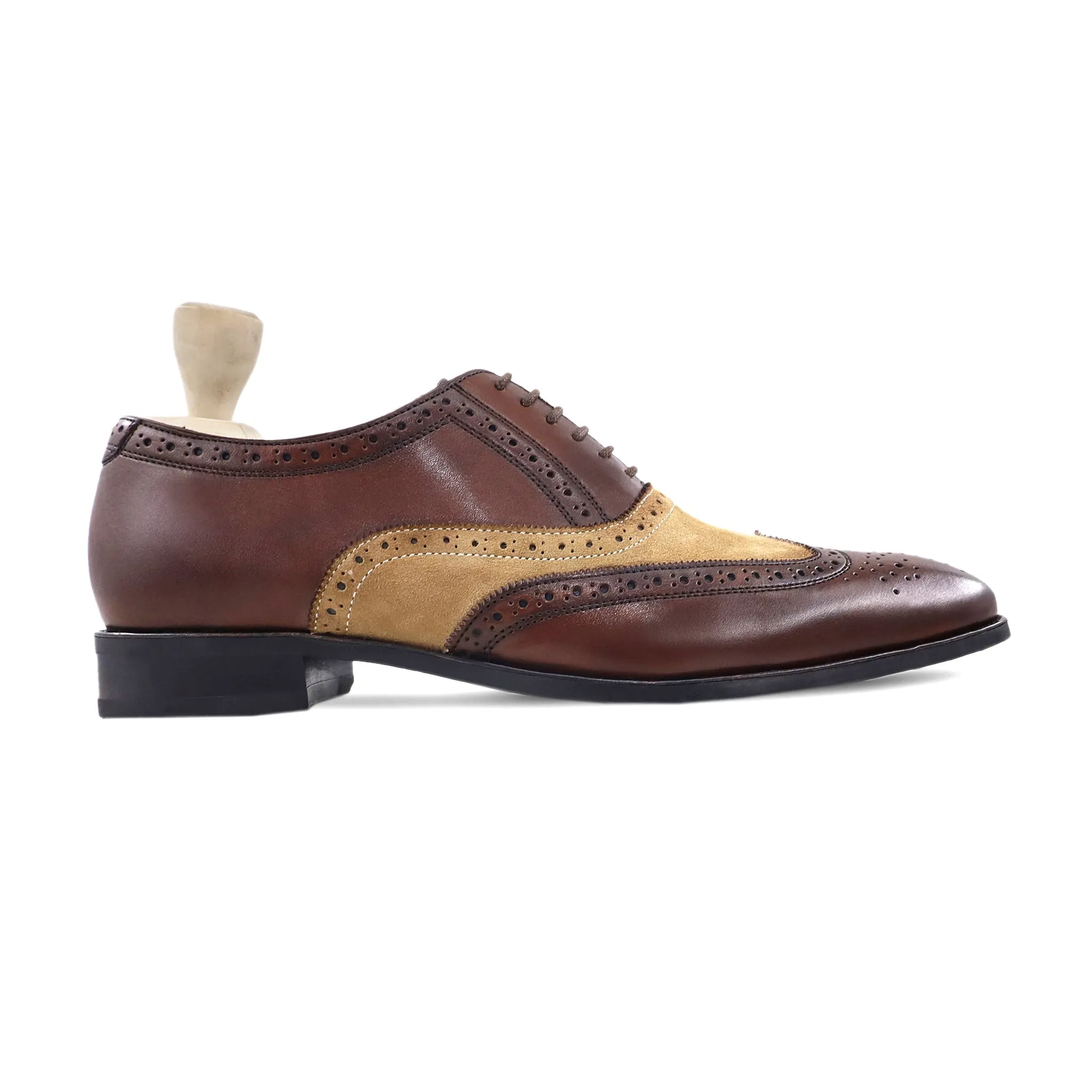 Travon - Men's Brown and Camel Kid Suede Oxford Shoe