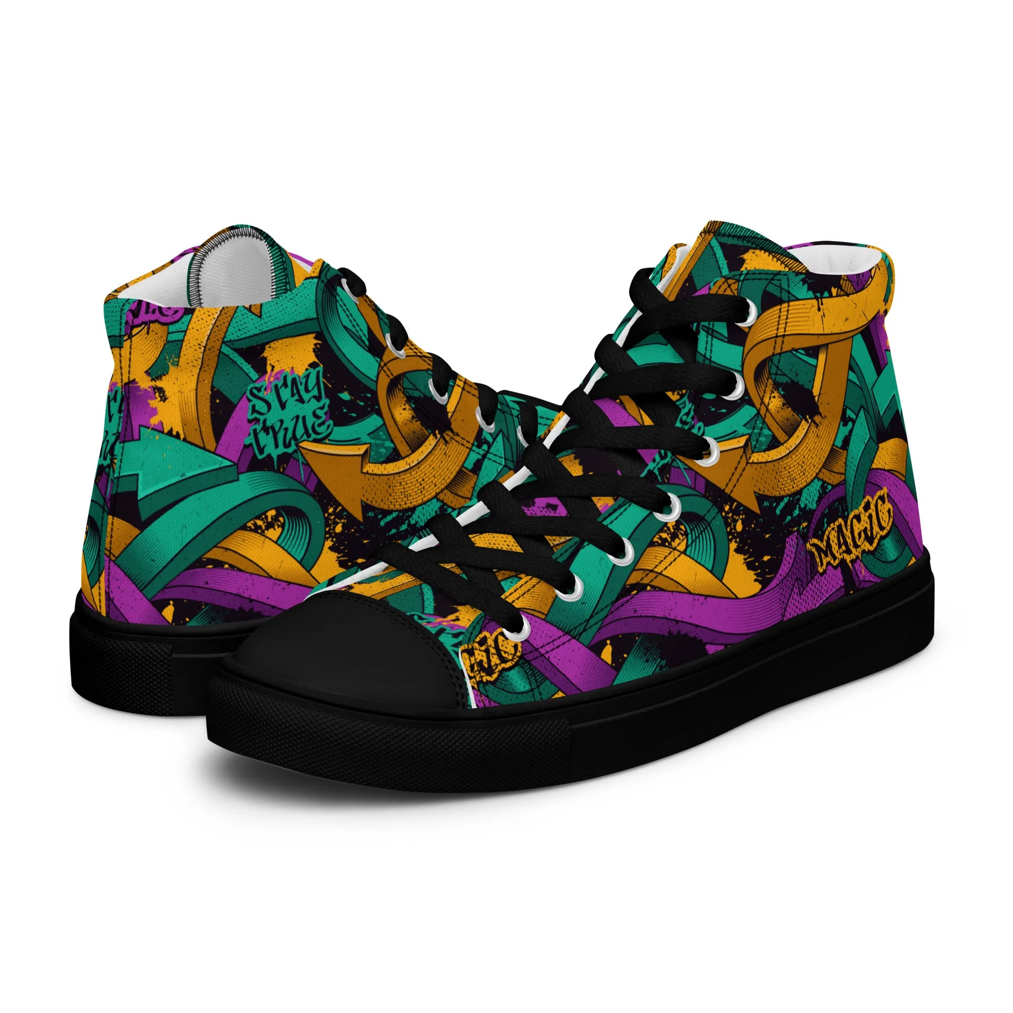 Unisex high top canvas shoes - Grafitti Design