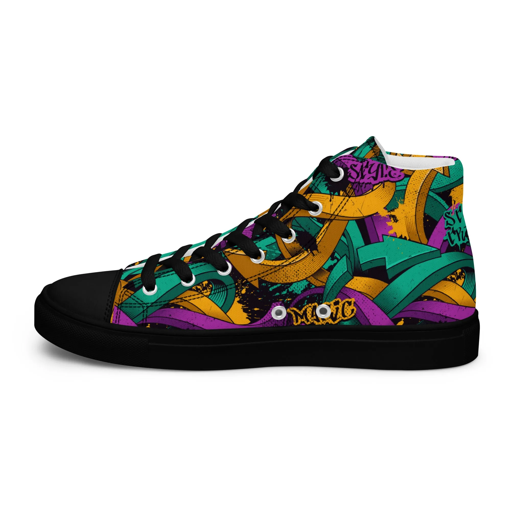 Unisex high top canvas shoes - Grafitti Design