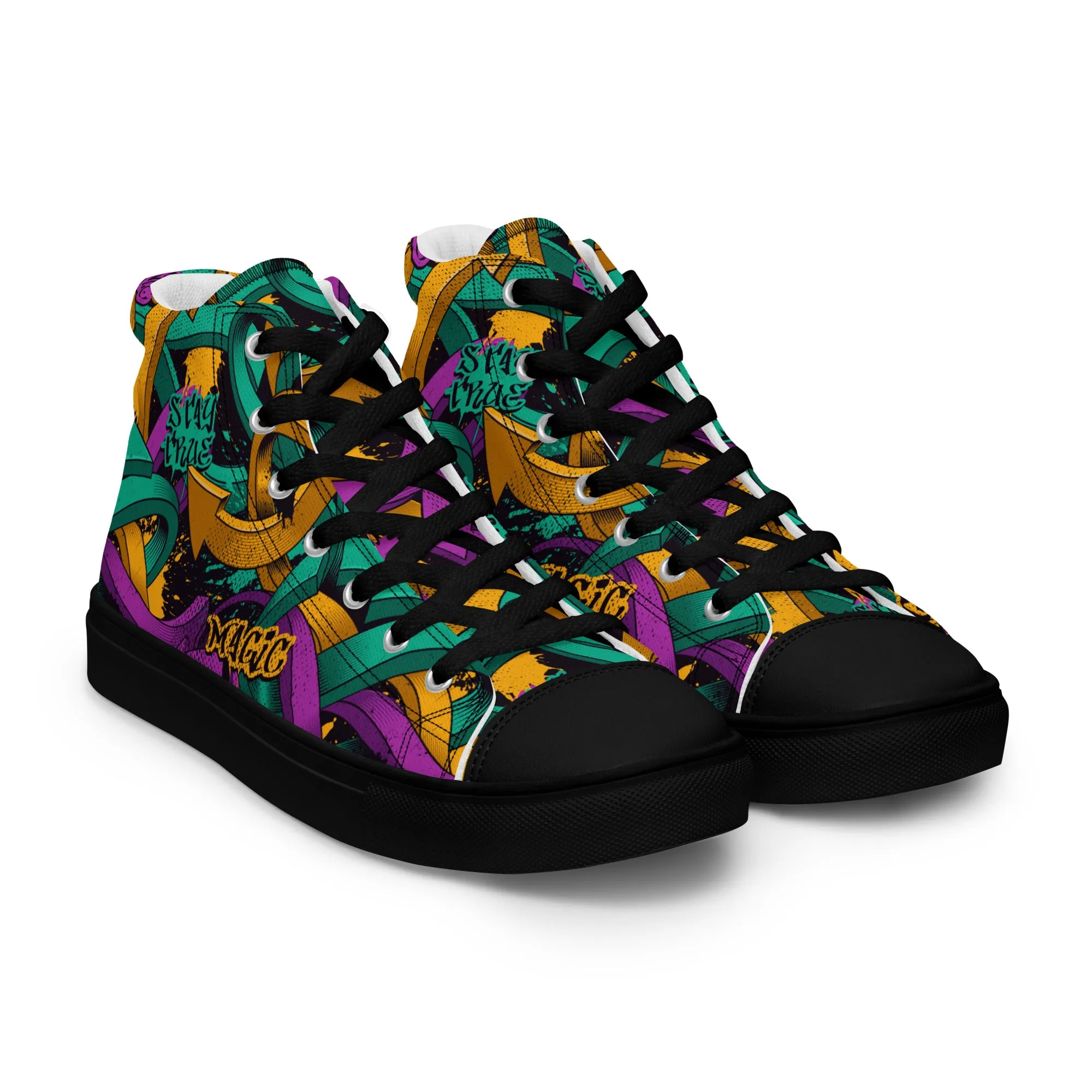 Unisex high top canvas shoes - Grafitti Design