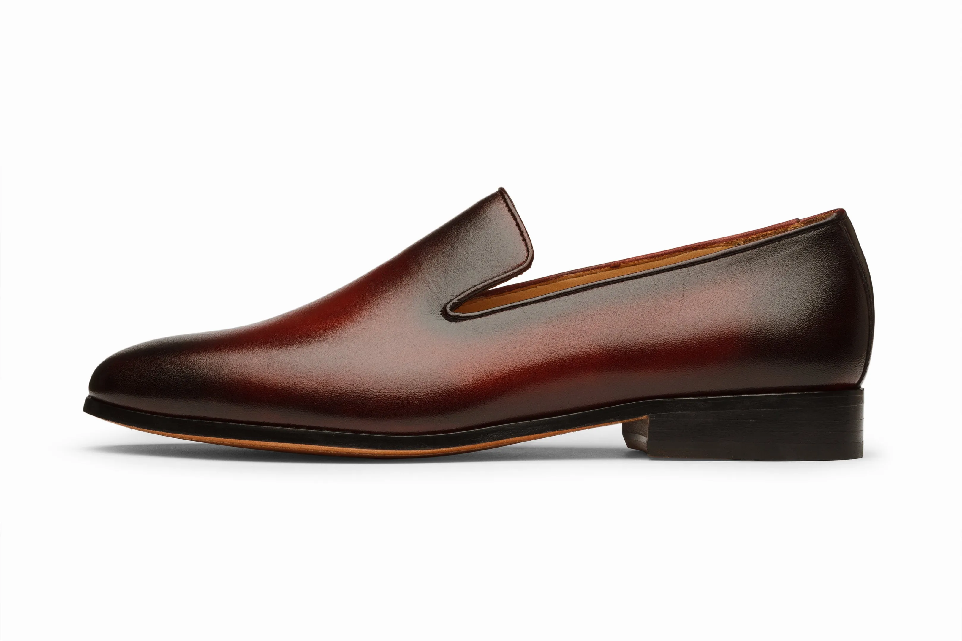 Venetian Loafers - Oxblood and Black Patina Finish