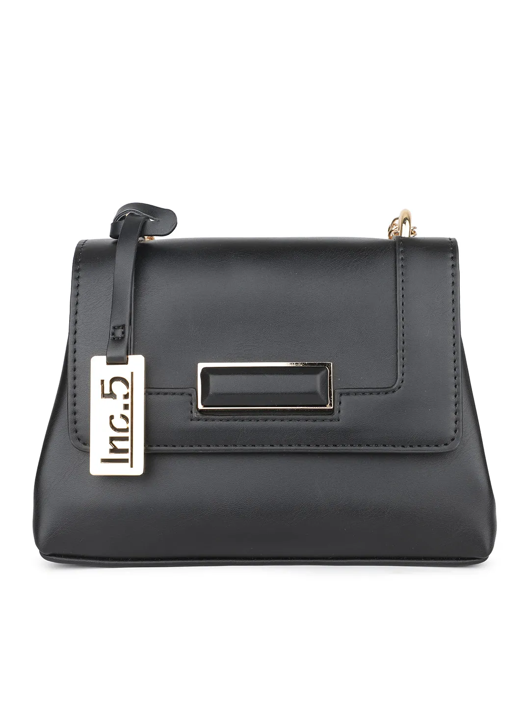 Women Black Structured Sling Bag